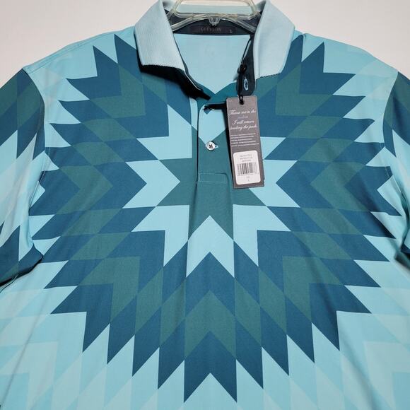 NWT Greyson Mens Big Sky Polo Shirt Bold Geometric Pattern $118 Rtl Size Large - Picture 2 of 16